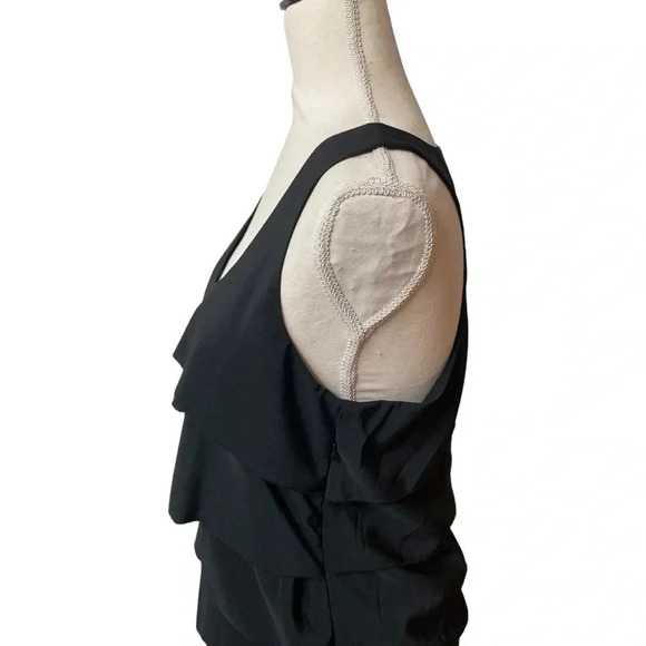 AQUA Black Tiered Racerback Sleeveless Blouse Large - Picture 5 of 10